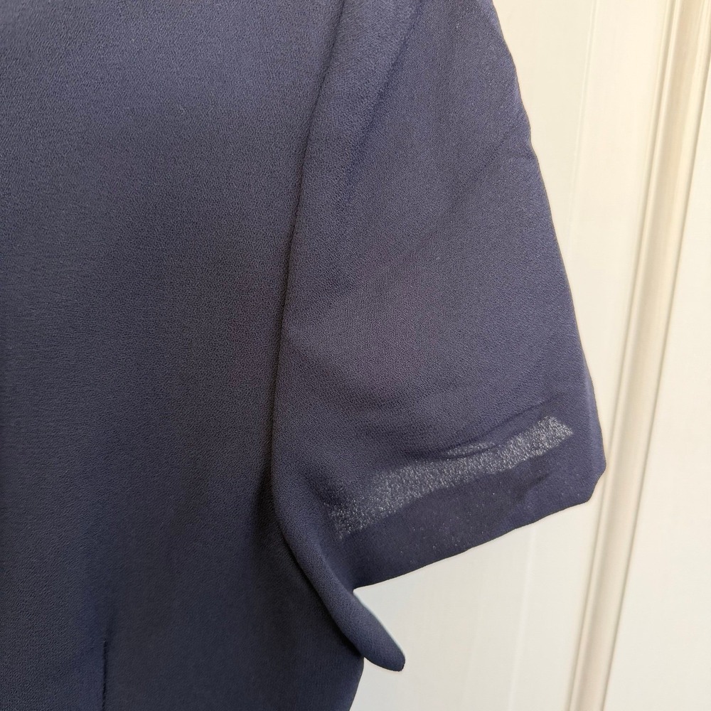 Donna Morgan Navy Blue Short Sleeve Beaded Dress SZ 12 - Picture 8 of 16